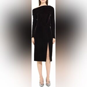 NWT Theory Off the Shoulder Long Sleeve Stretch Velvet Dress